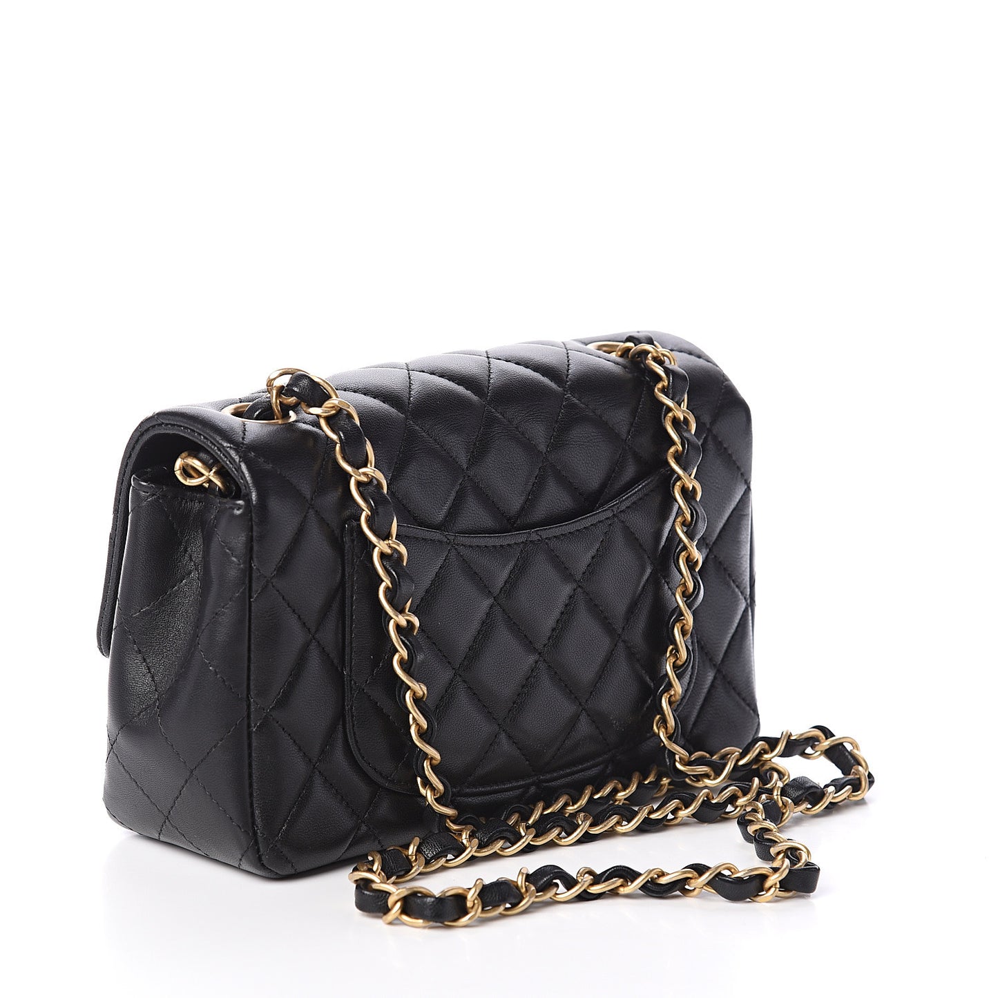 Lambskin Quilted Mini Rectangular Flap Black