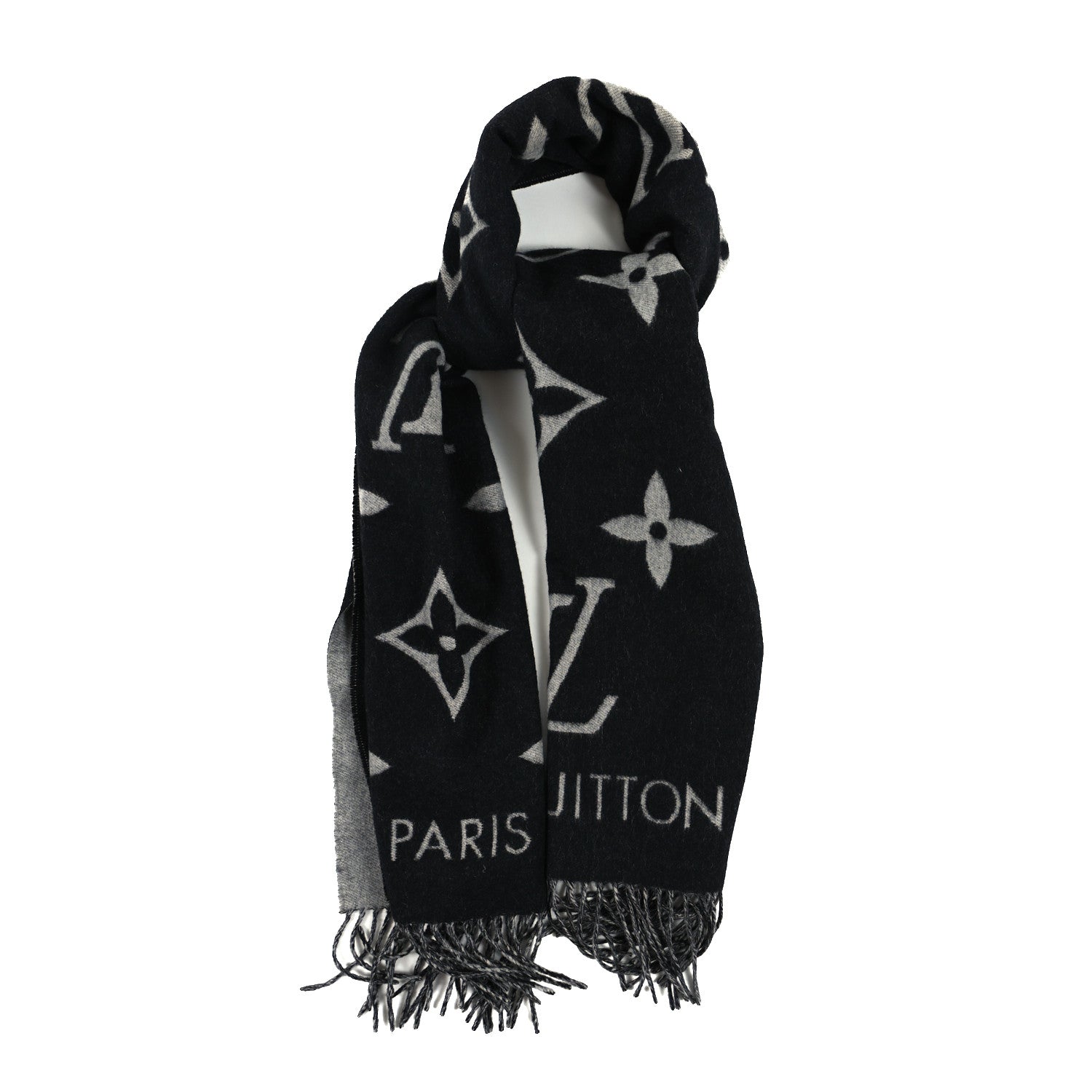 Louis Vuitton Cashmere Monogram Reykjavik Scarf Black 1 of 3