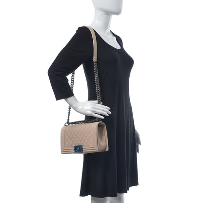 Chanel Caviar Quilted Medium Boy Flap Light Beige 2 of 8