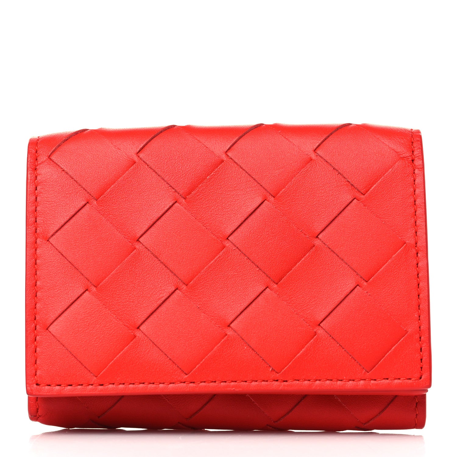 Bottega Veneta Nappa Intrecciato Trifold Wallet Red 1 of 6