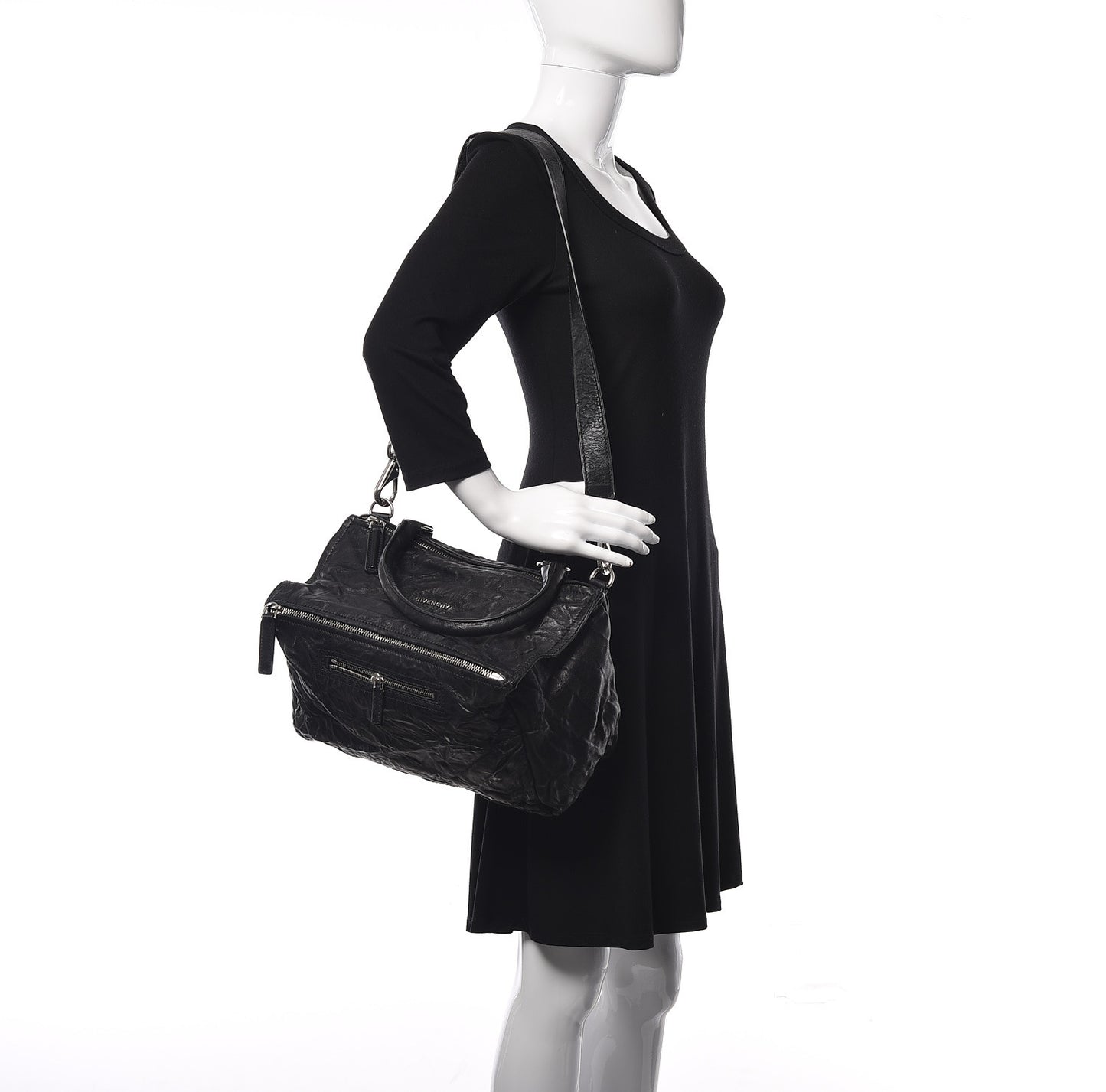 Tumbled Sheepskin Medium Pandora Bag Black