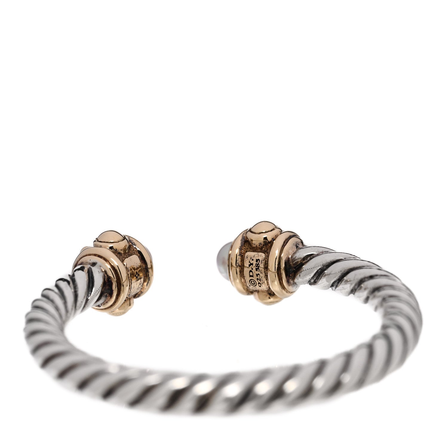 David Yurman Sterling Silver 14K Yellow Gold Diamond Freshwater Cultured Pearl Renaissance Ring 49 5 4 of 5