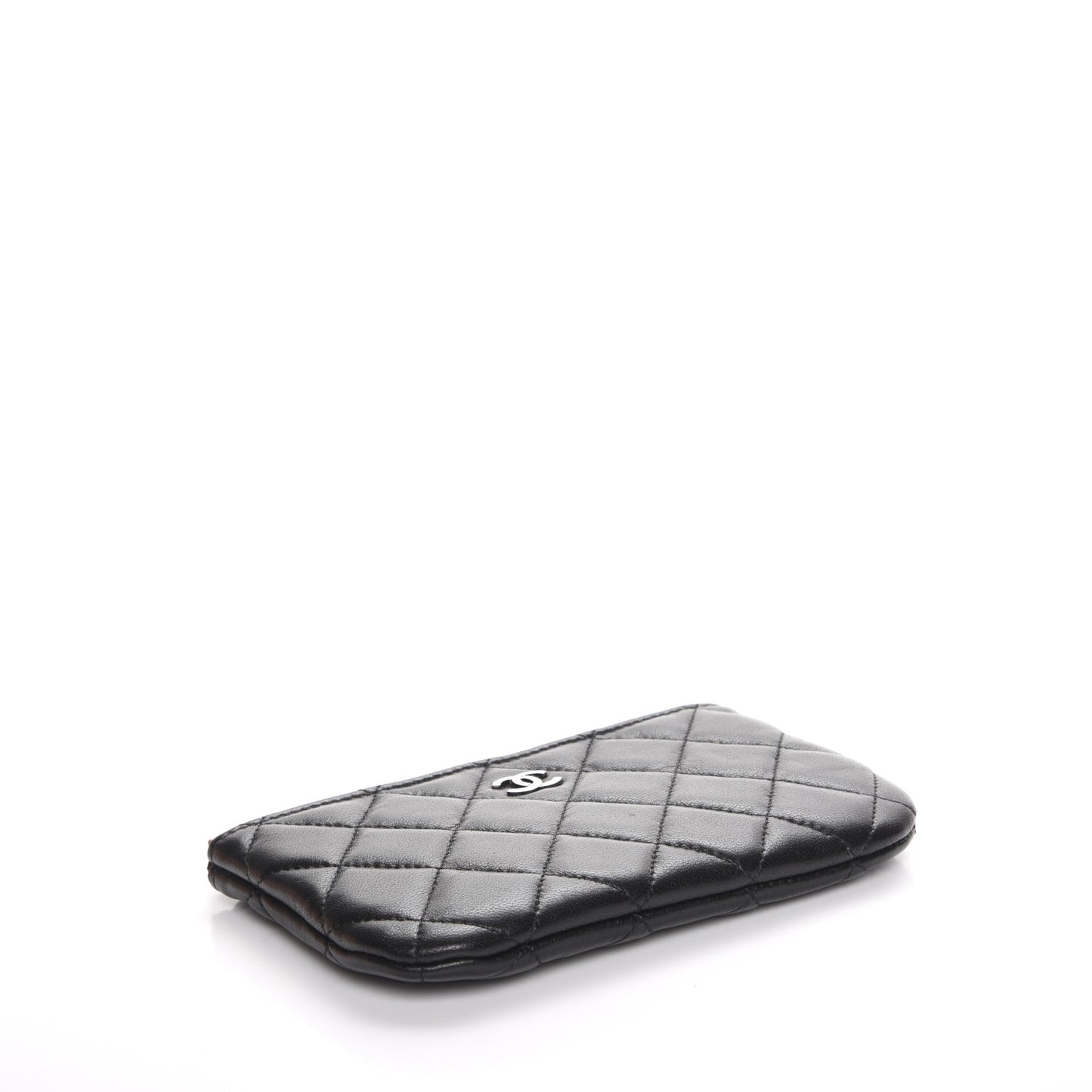 Lambskin Quilted Small Cosmetic Case Black