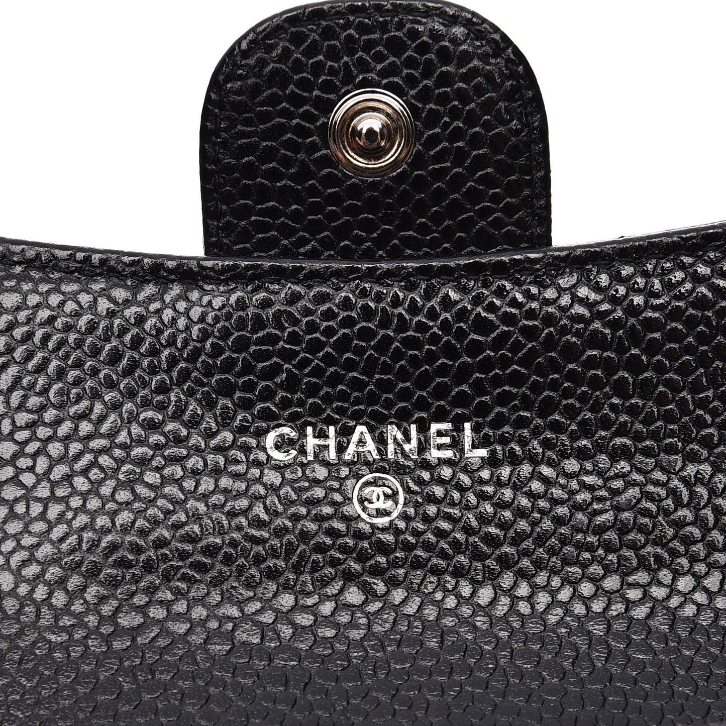 Caviar Quilted Flap Card Holder Black