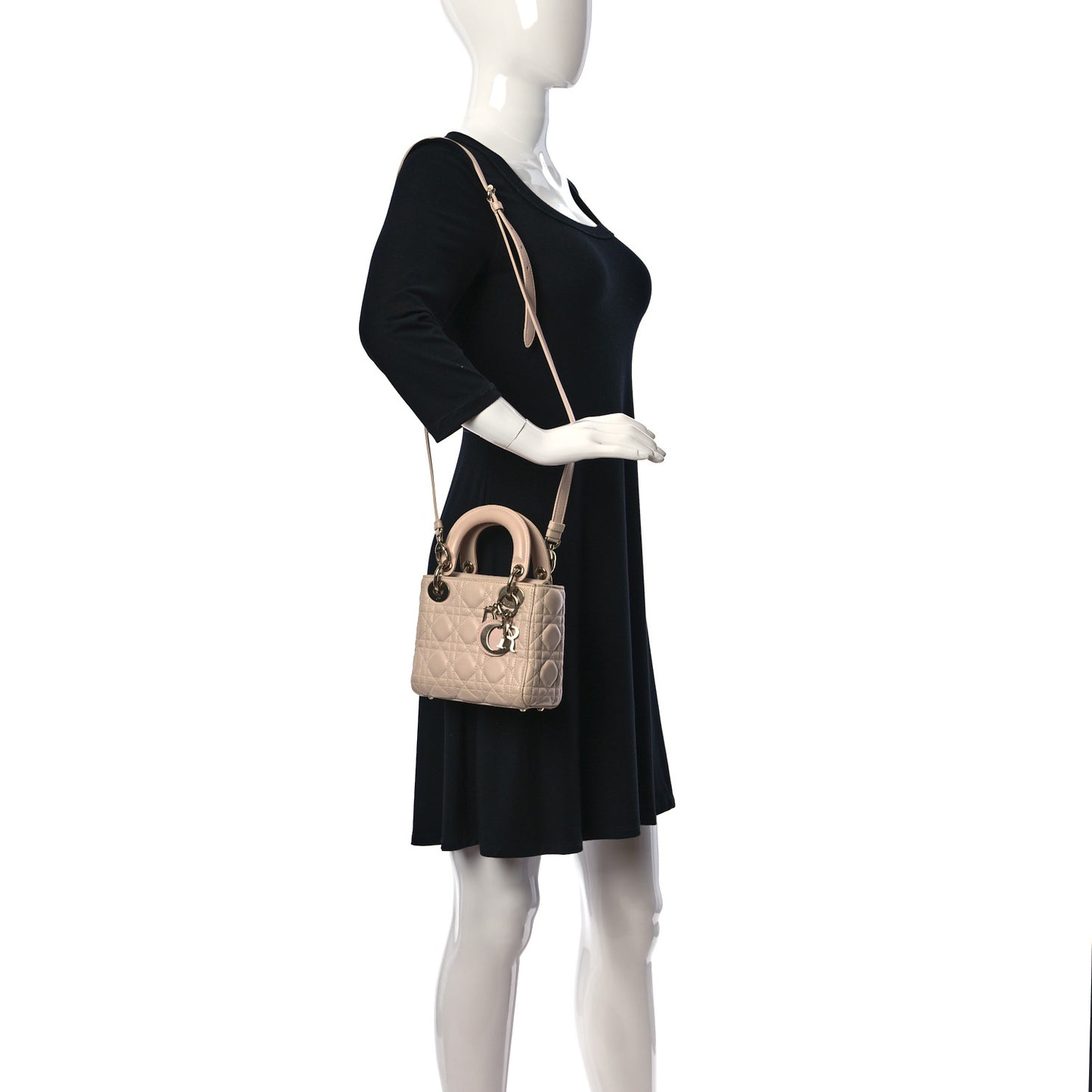 Lambskin Cannage Mini Lady Dior Rose Poudre