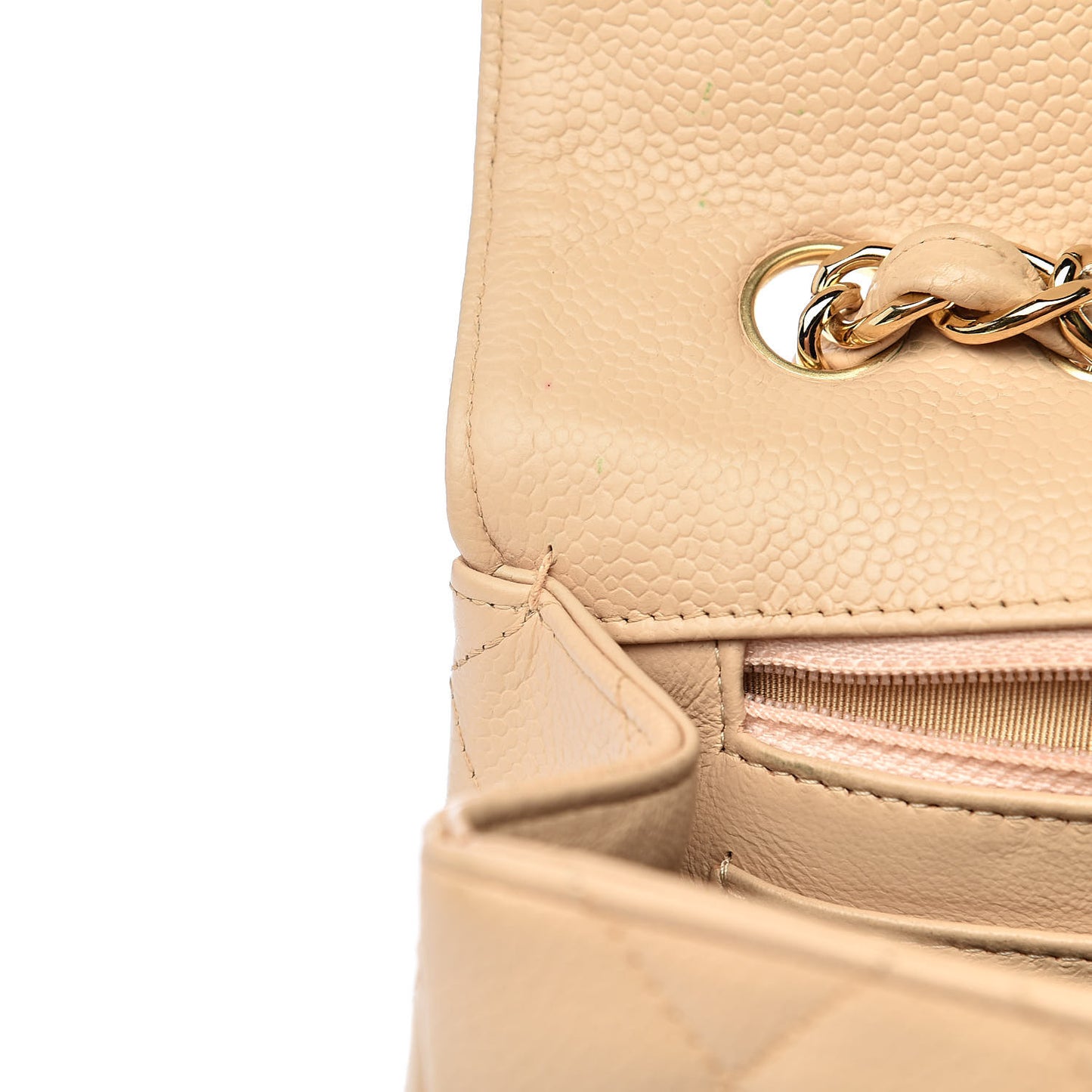 Caviar Quilted Jumbo Single Flap Beige Clair