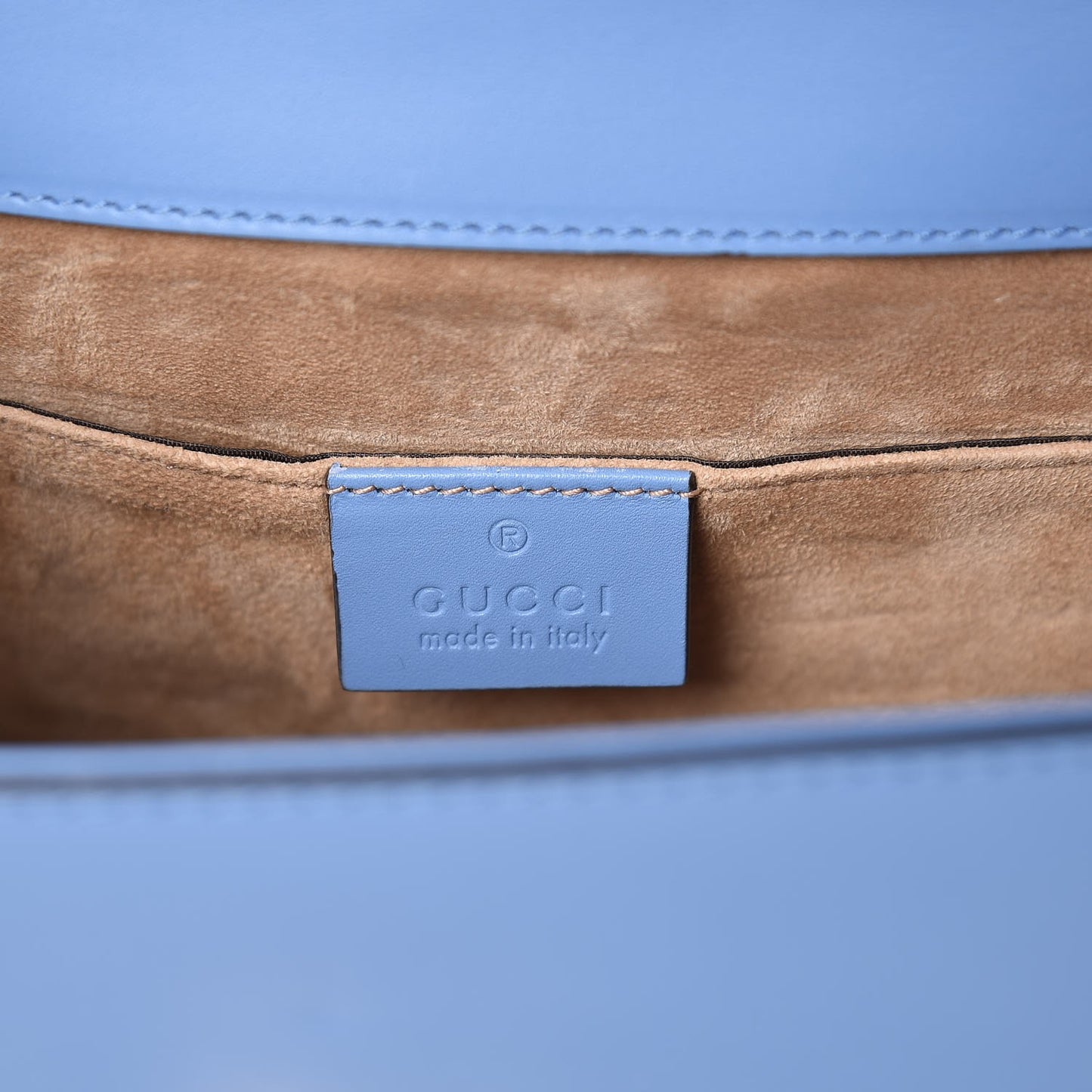 Vitello Fontanella Web Mini Sylvie Top Handle Bag Clear Sky Blue
