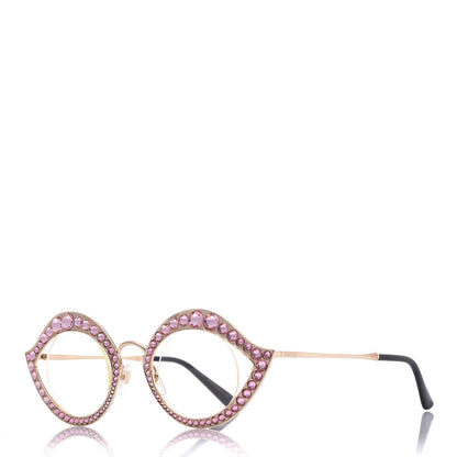 Gucci Metal Crystal Cat Eye Sunglasses GG0046/S Light Pink 1 of 10
