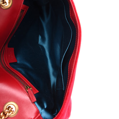 Gucci Velvet Matelasse Medium GG Marmont Shoulder Bag Hibiscus Red 5 of 11