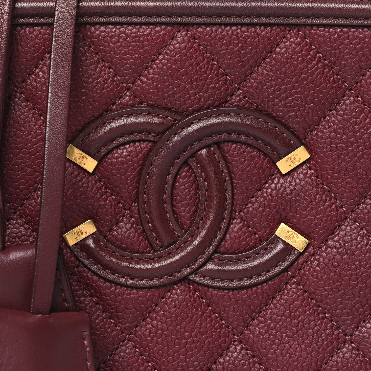 Chanel Caviar Quilted Small CC Filigree Vanity Case Burgundy 8 of 12