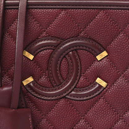 Chanel Caviar Quilted Small CC Filigree Vanity Case Burgundy 8 of 12