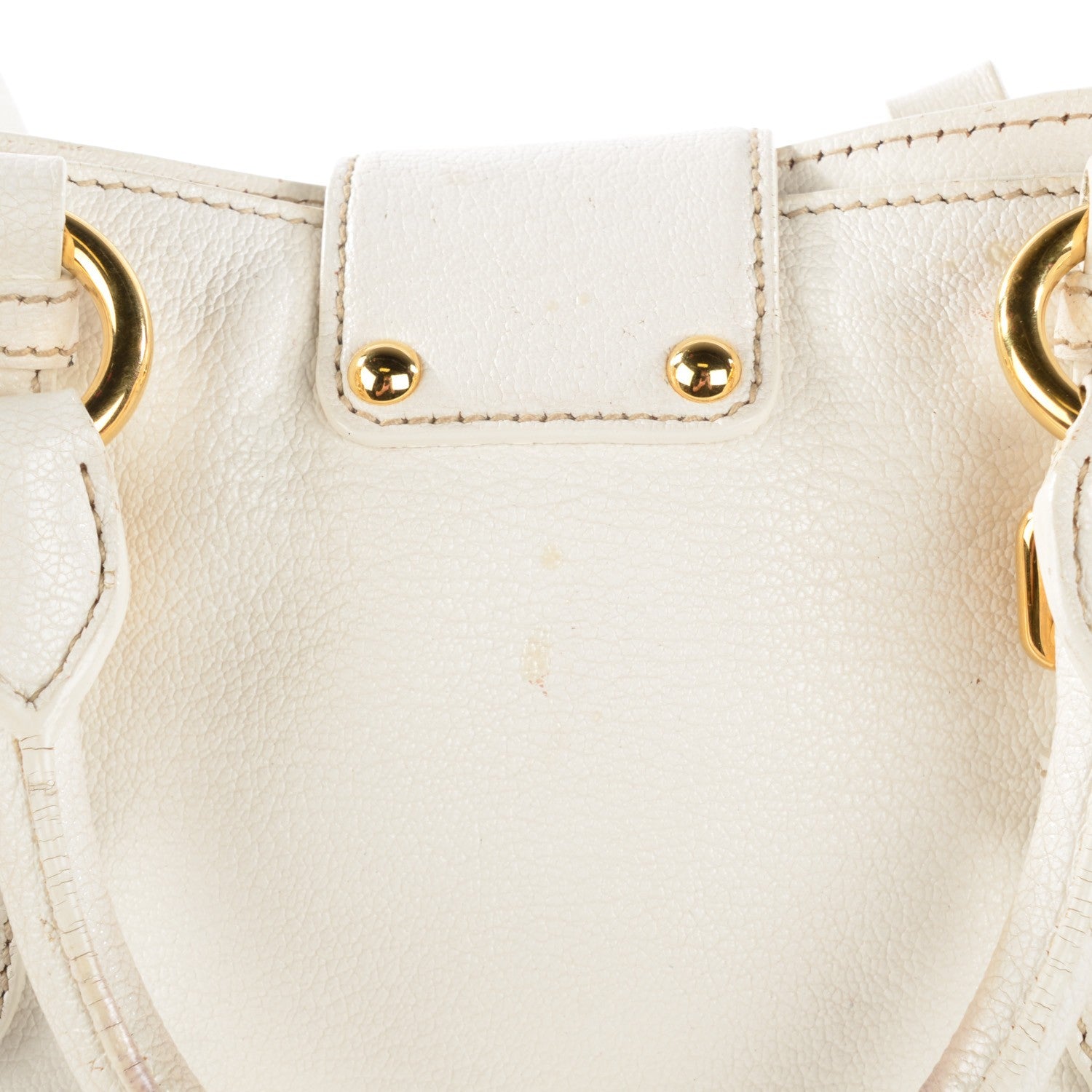 Miu Miu Goatskin Madras Top Handle Tote Bianco 5 of 22