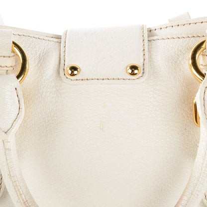 Miu Miu Goatskin Madras Top Handle Tote Bianco 5 of 22