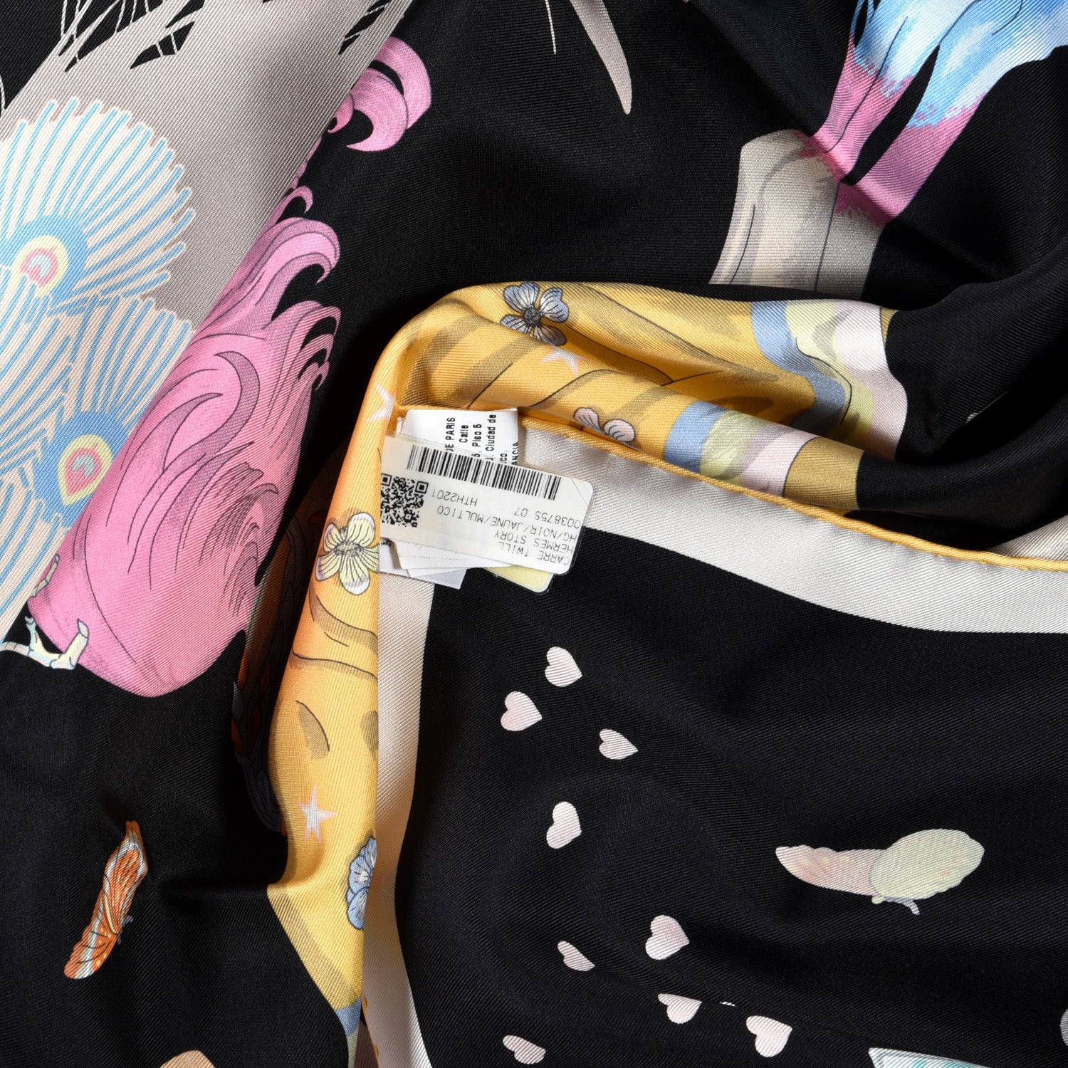Hermes Silk Story Scarf 90 Marron Black Jaune Multicolor 2 of 4