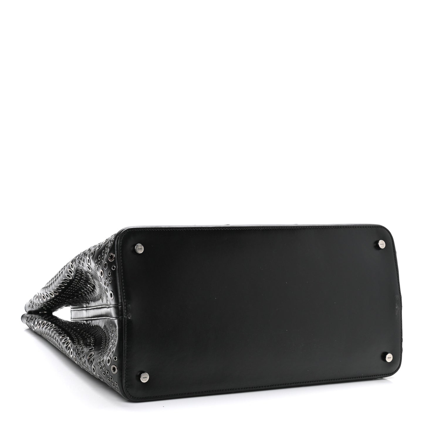 Calfskin Grommet Studded Large Mina Tote Black