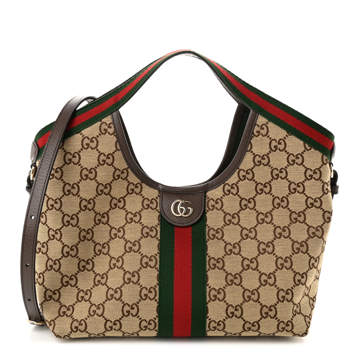 Monogram Web Small Giglio Tote Beige Dark Brown