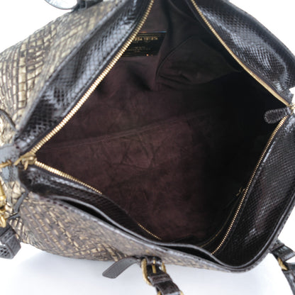 Bottega Veneta Snakeskin Burnished Intrecciato Bisanzio Tote 5 of 9