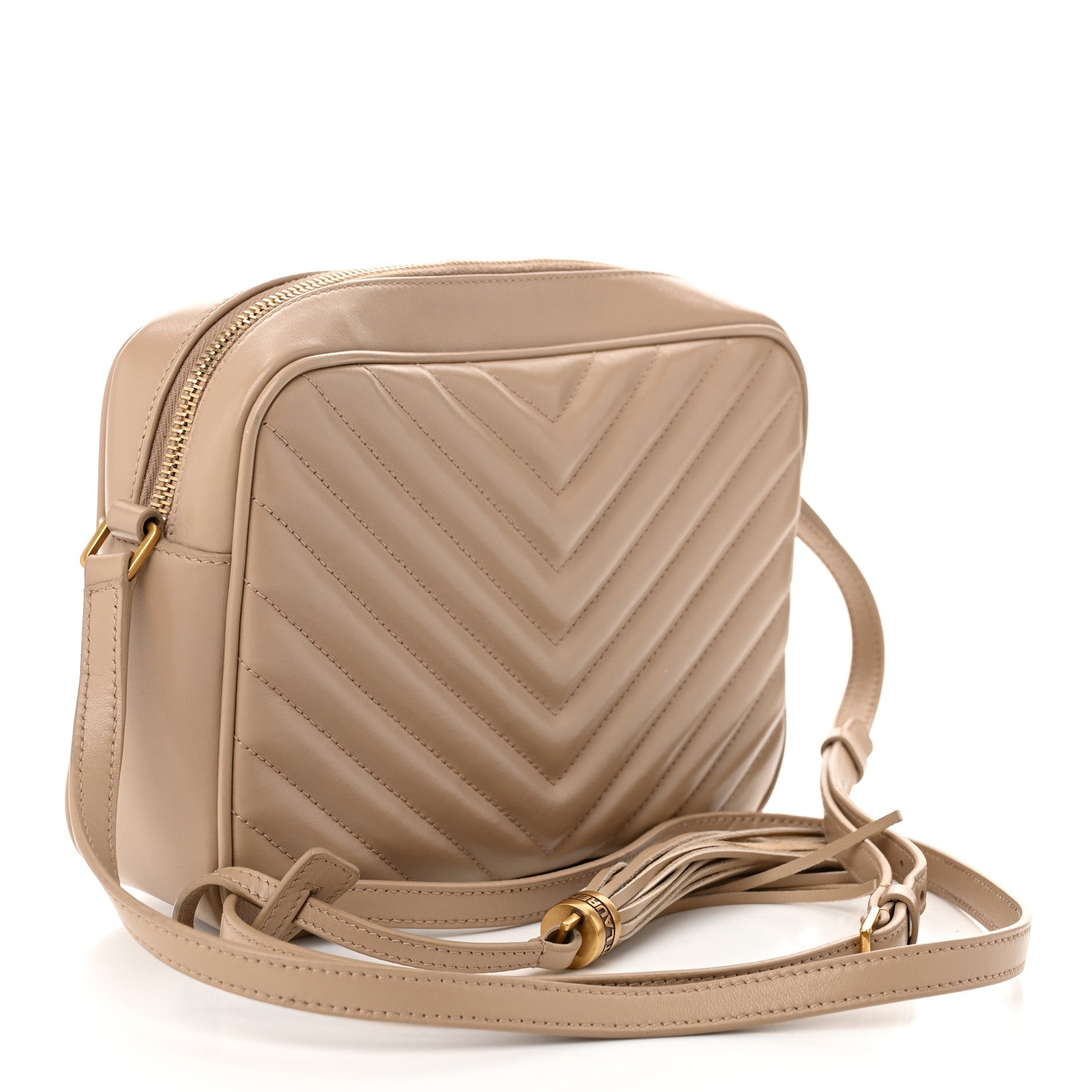 Saint Laurent Calfskin Matelasse Monogram Lou Camera Bag Dark Beige 3 of 13