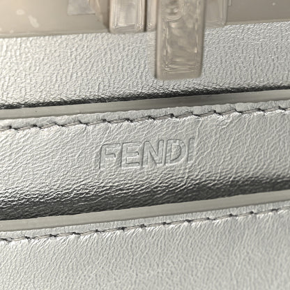 Fendi Crystal Vitello Laminato FF Petite Peekaboo I SEE U Satchel Crystal Argento 7 of 13