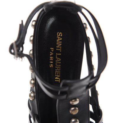 Saint Laurent Calfskin Studded Gladiator Sandals 37.5 Black 7 of 8