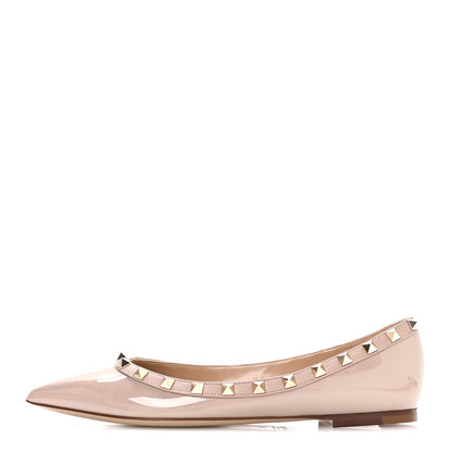 Valentino Garavani Patent Rockstud Ballerina Flats 38 Poudre 1 of 9