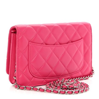 Chanel Lambskin Quilted Wallet On Chain WOC Pink 3 of 11