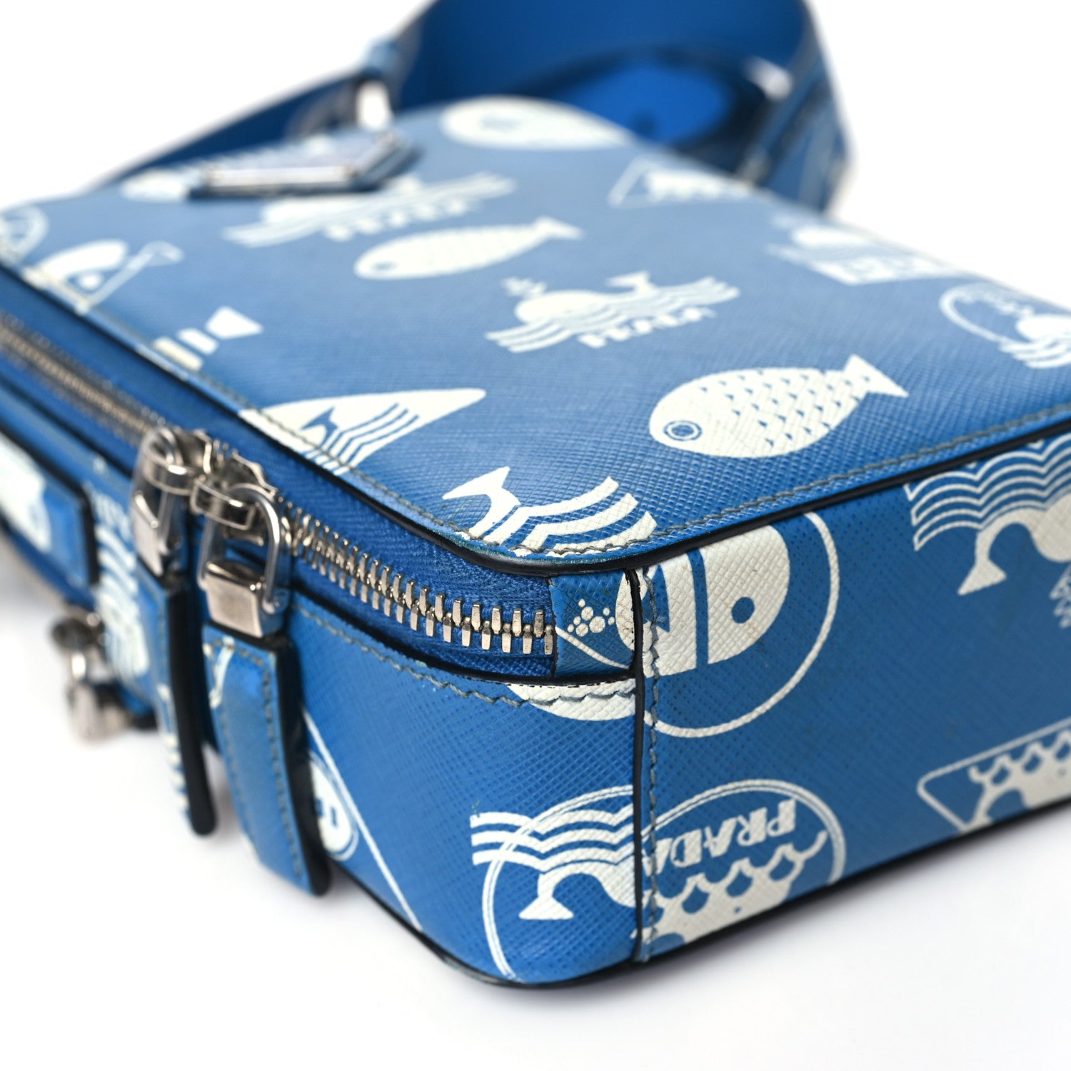 Prada Saffiano Whale Brique Crossbody Messenger Bag Marea 9 of 12
