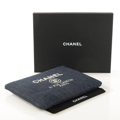 Chanel Denim Large Deauville Pouch Dark Blue 4 of 7