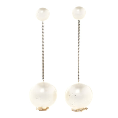 Chanel Pearl CC Chain Drop Earrings Gold 1 of 7