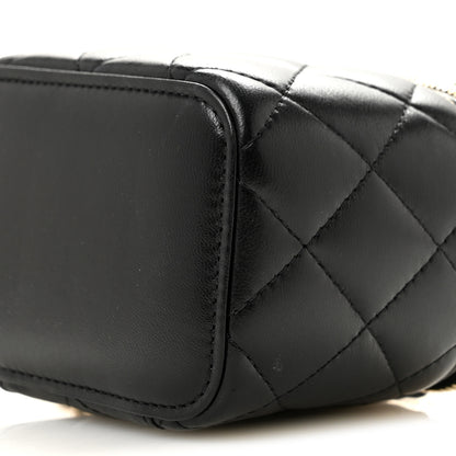 Chanel Lambskin Quilted Mini Pearl Crush Vanity Case With Chain Black 10 of 13