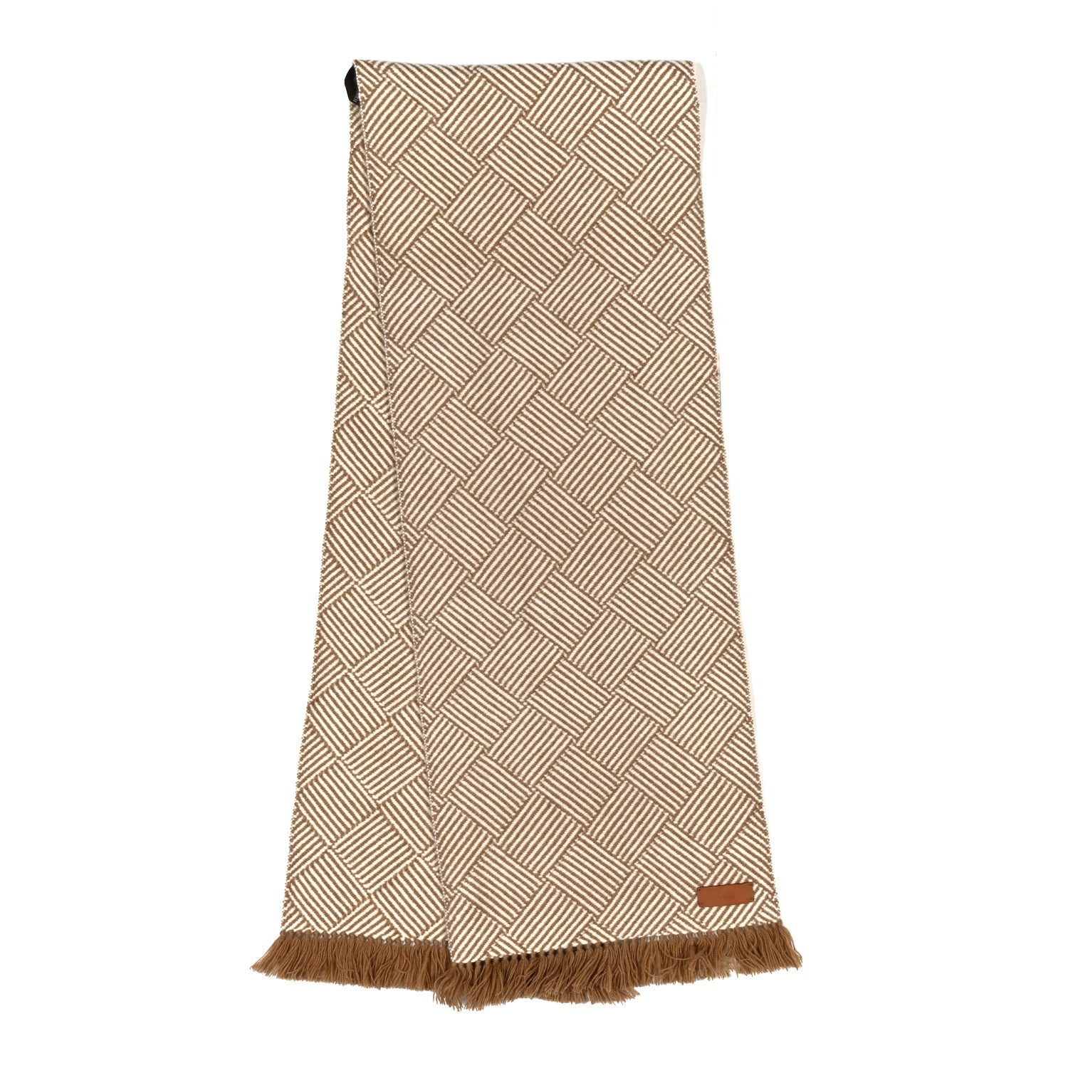 Hermes Cashmere Tile Weave Muffler Camel Ecru 2 of 5