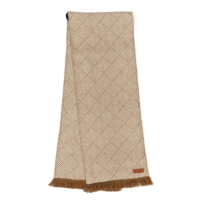 Hermes Cashmere Tile Weave Muffler Camel Ecru 2 of 5