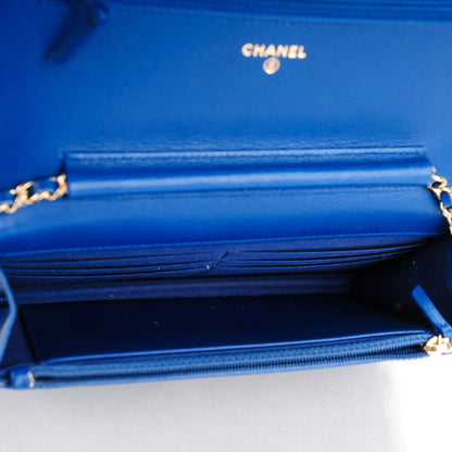 Chanel Caviar Quilted Boy Wallet On Chain WOC Dark Blue 5 of 7