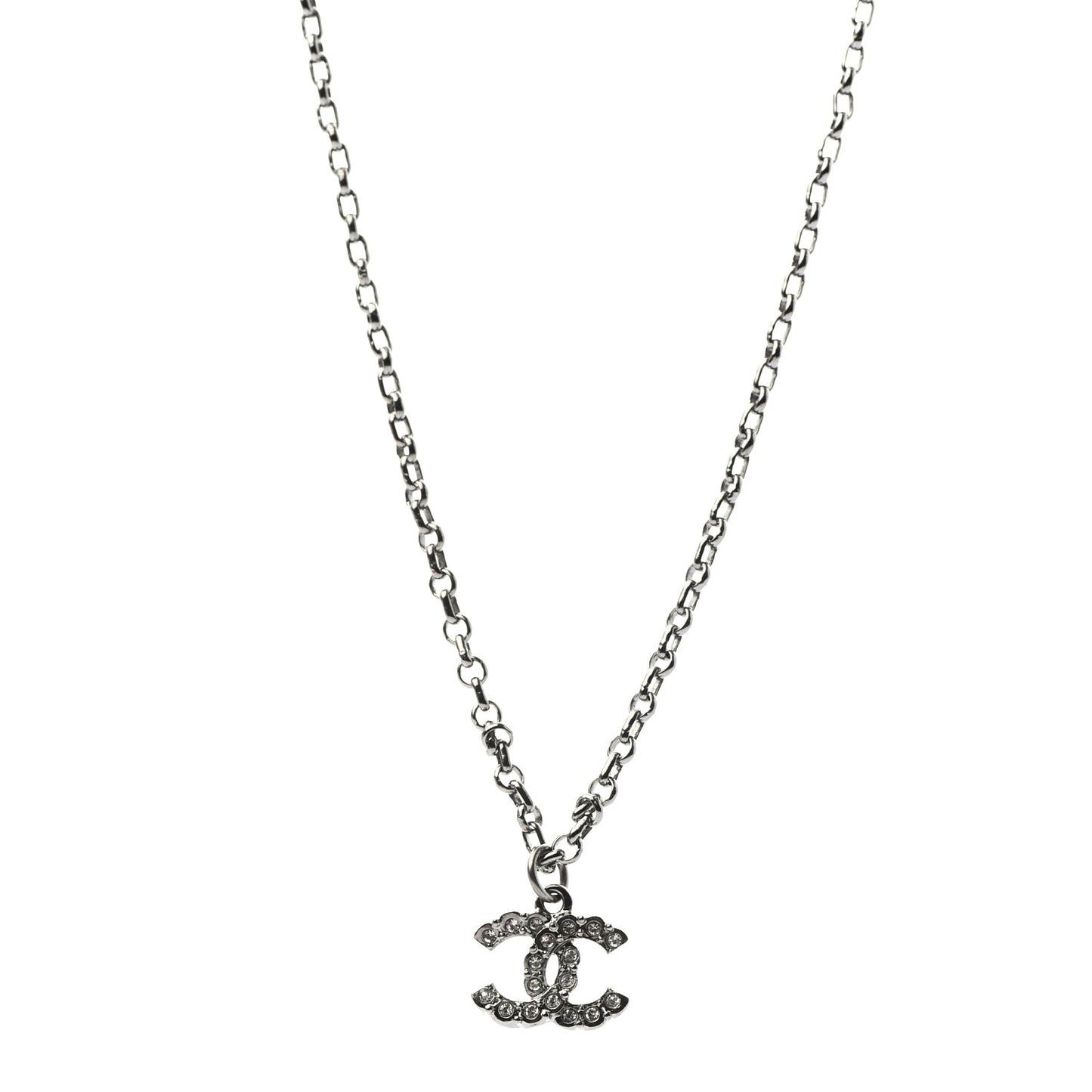 Crystal CC Pendant Necklace Silver