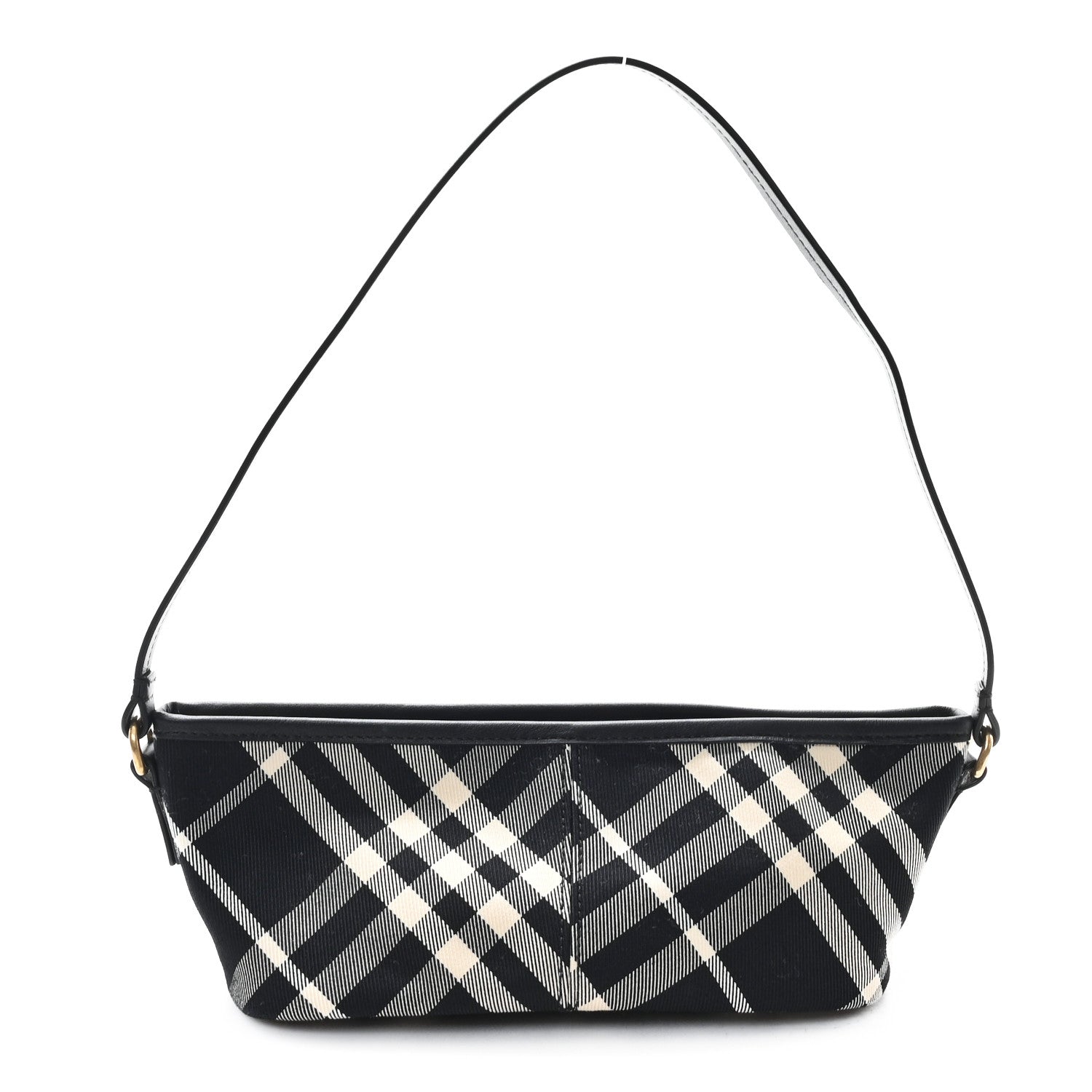 Burberry Essential Check Simple Zip Baguette Black Calico 1 of 10