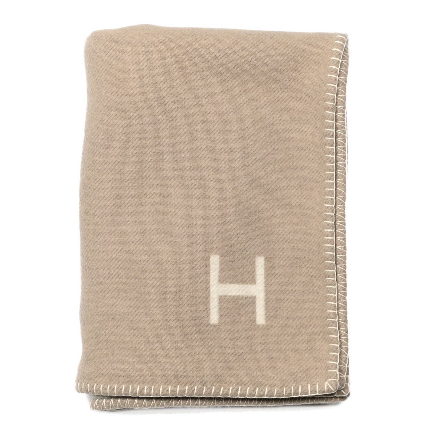 Wool Cashmere H Casaque Blanket Sable Ecru