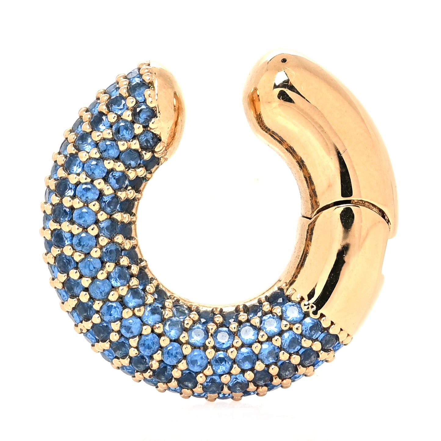 Metal Crystal Ear Cuff Gold Blue
