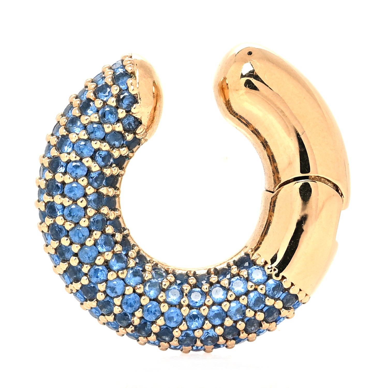 Fendi Metal Crystal Ear Cuff Gold Blue 1 of 3