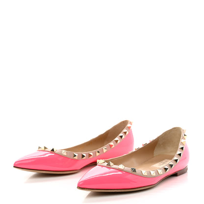 Valentino Garavani Patent Nappa Rockstud Ballerina Flats 36 Fuxia Fluo Poudre 3 of 9