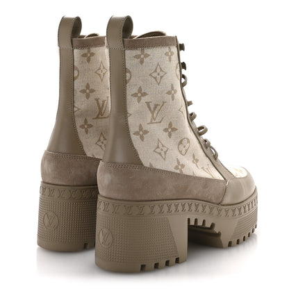 Louis Vuitton Suede Calfskin Laureate Platform Desert Boots 38.5 Beige 5 of 9