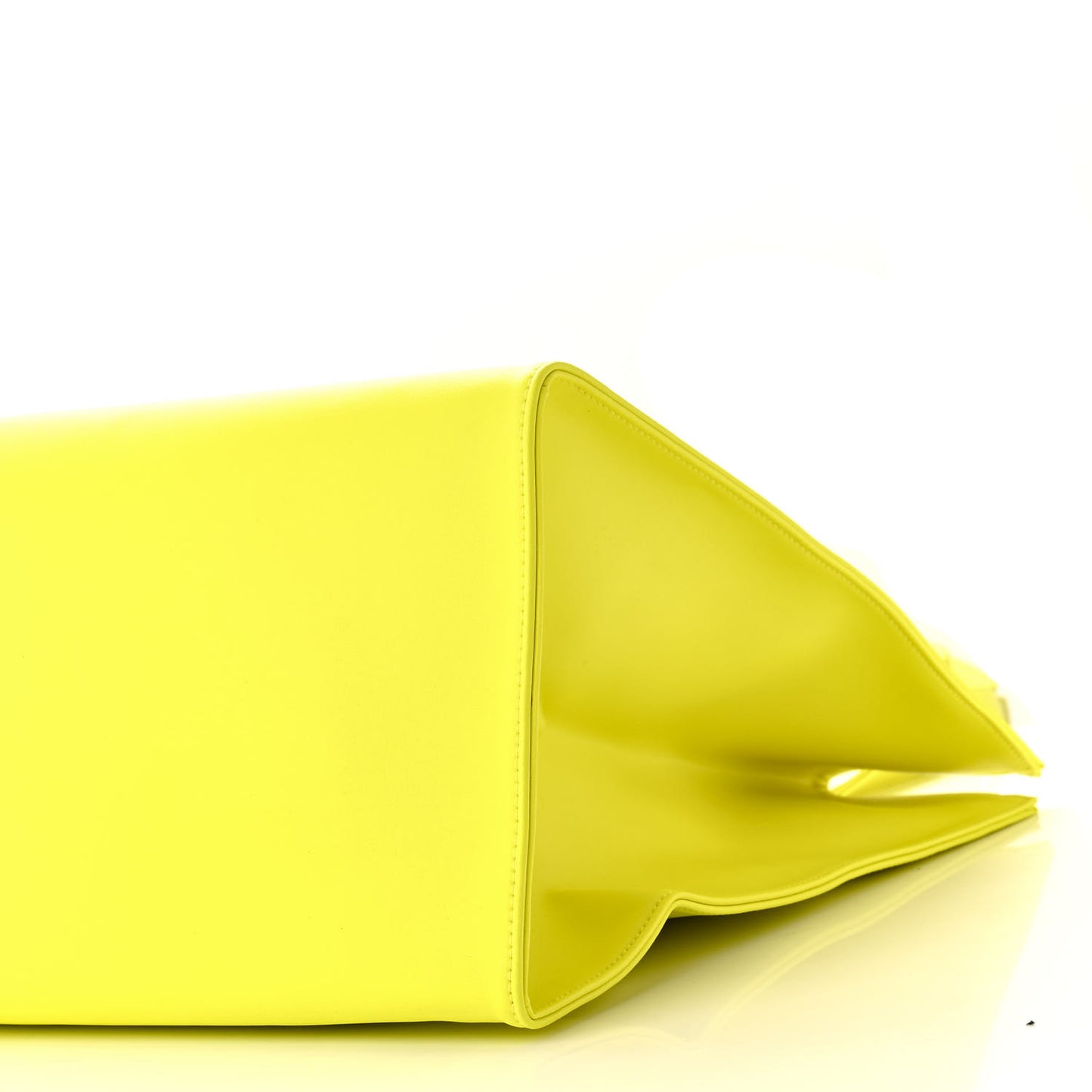 Vegan Leather Large Shopping Bag Highlighter Yellow