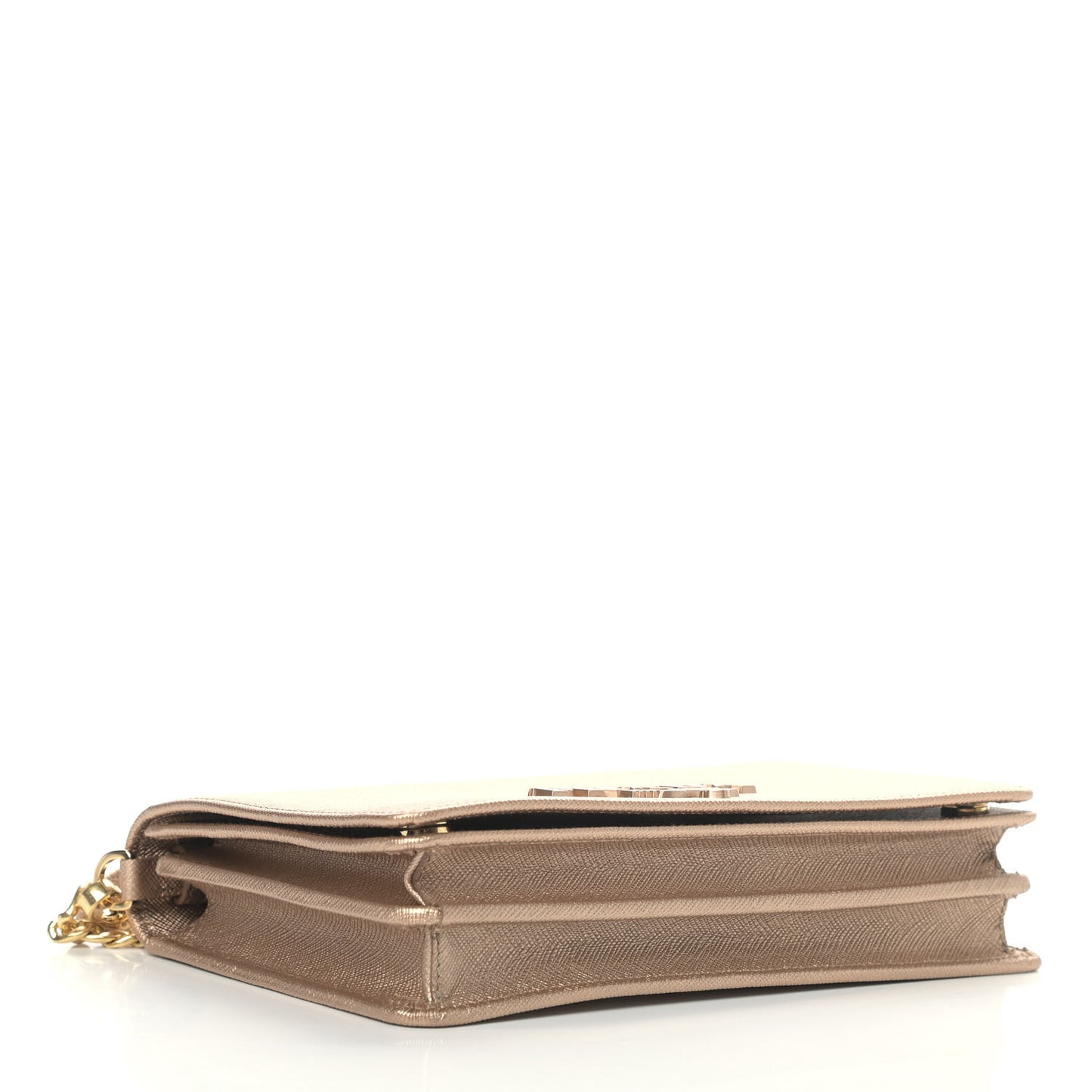 Metallic Saffiano Lux Chain Wallet Quarzo Mordore
