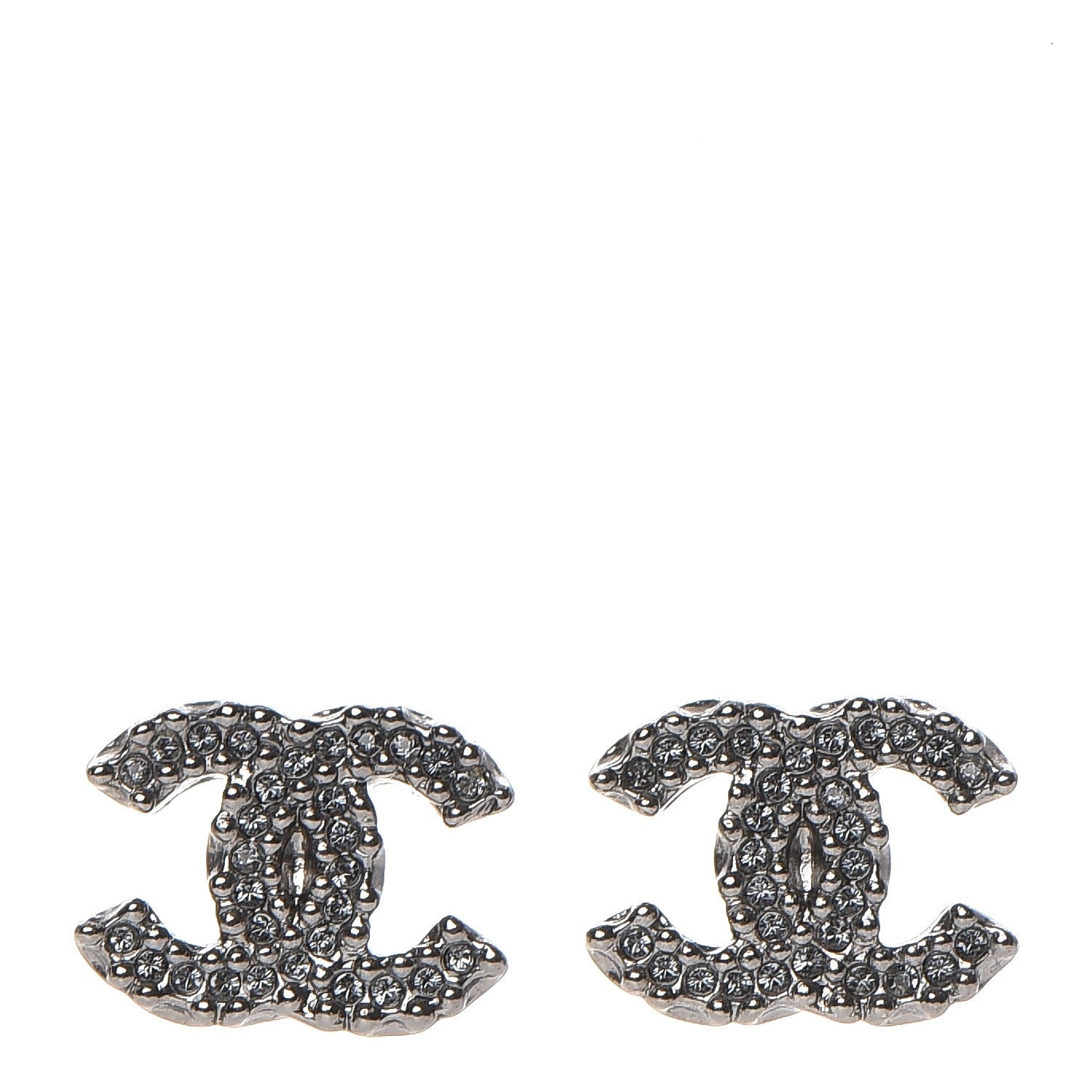 Chanel Crystal CC Earrings Dark Silver 1 of 5