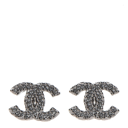 Chanel Crystal CC Earrings Dark Silver 1 of 5