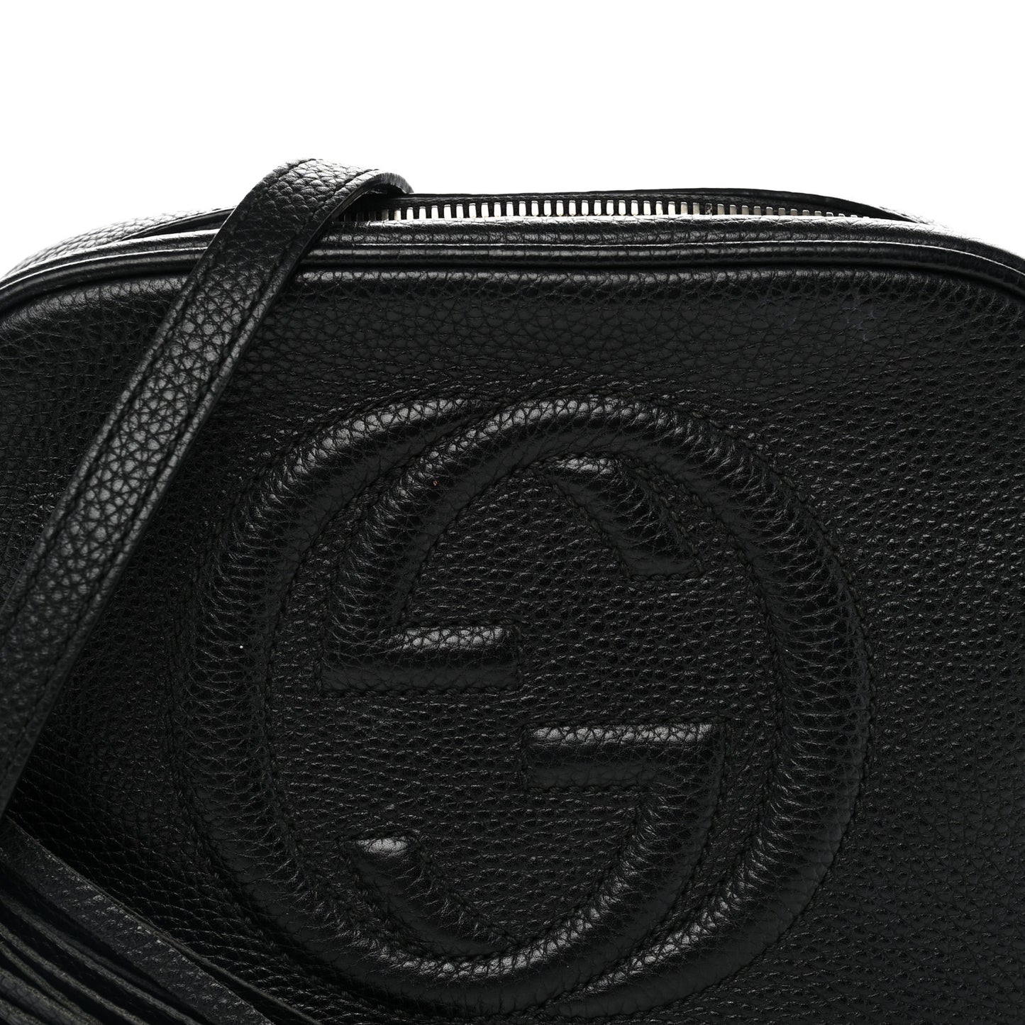 Pebbled Calfskin Small Soho Disco Bag Black