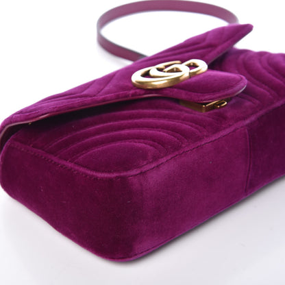 Gucci Velvet Matelasse Mini GG Marmont Shoulder Bag Fuchsia Violet Cyclamen 10 of 10