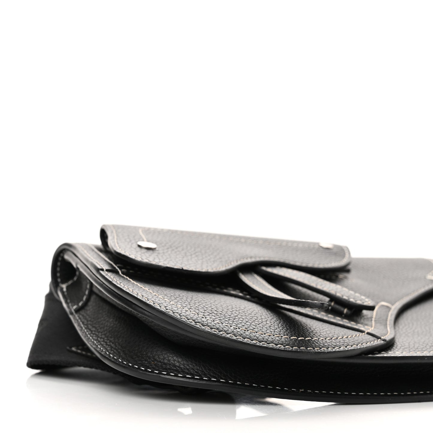 X KAWS Grained Calfskin Saddle Pouch Black