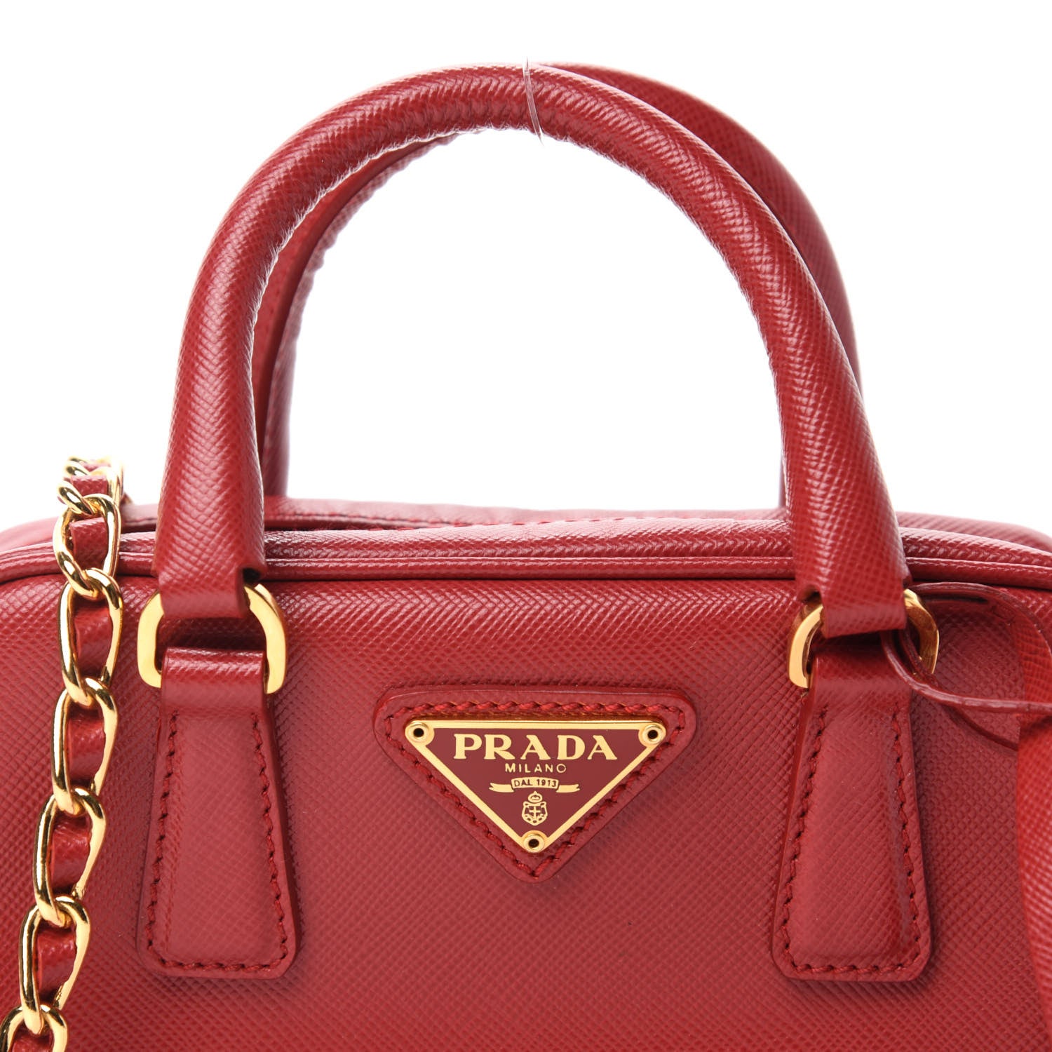 Prada Saffiano Lux Mini Top Handle Crossbody Bag Fuoco 13 of 14