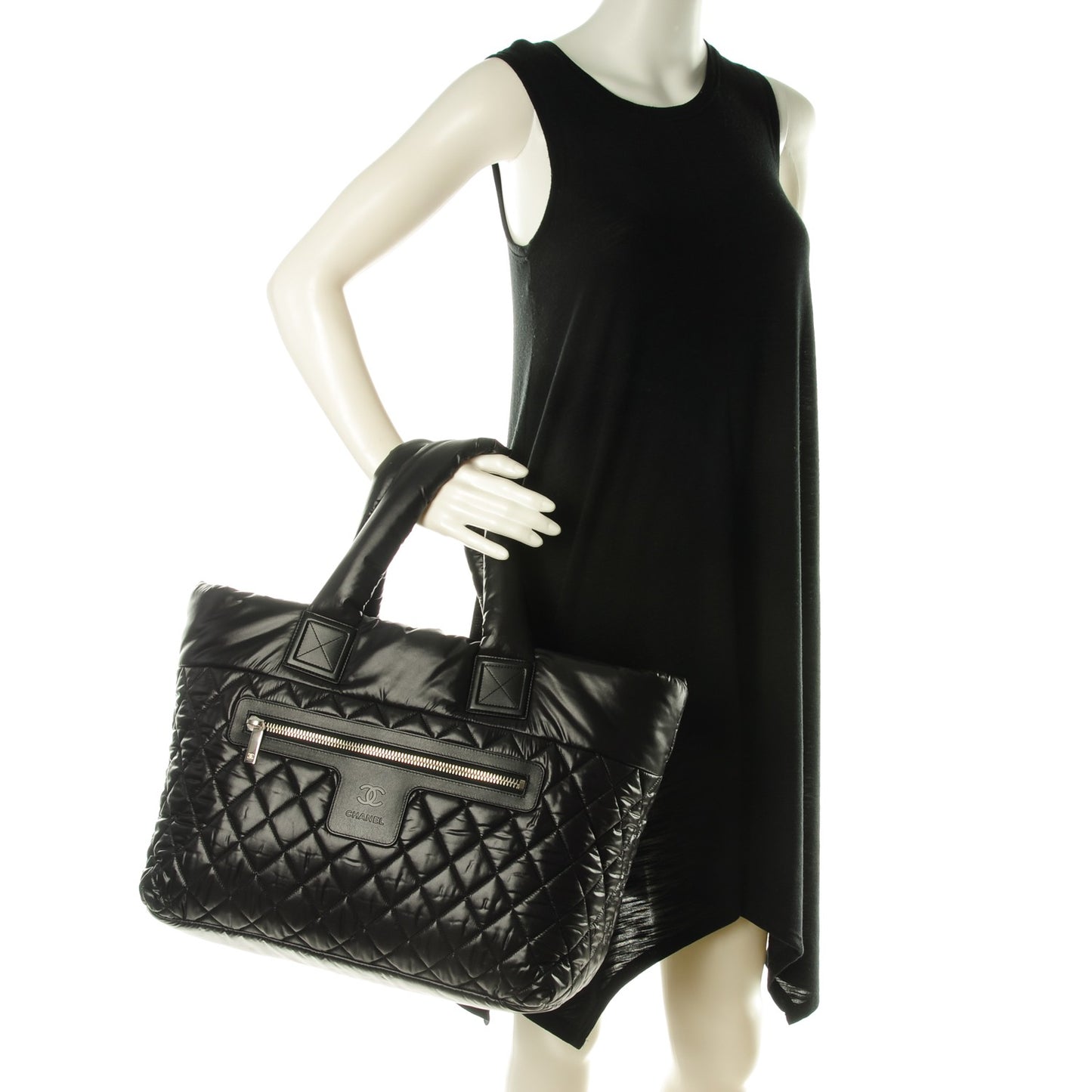 Nylon Quilted Large Coco Cocoon Tote Black