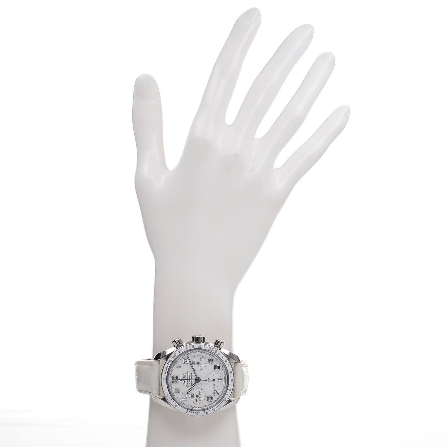 Stainless Steel Alligator 38mm Speedmaster Automatic Chronograph Watch White 324.33.38.40.04.001